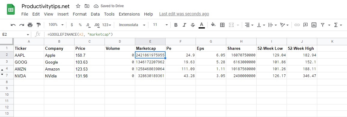 How to Import Stock Prices into Google Sheets?