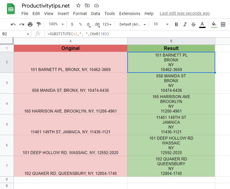 How to Add a New Line in a Cell in Google Sheets?