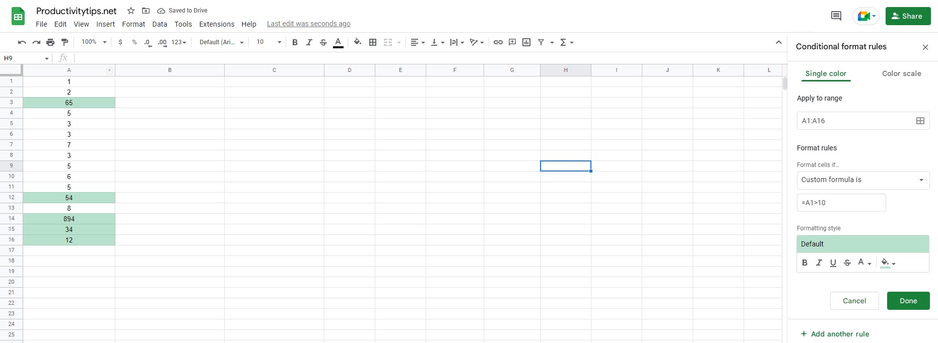 How to Use Google Sheets Conditional Formatting Based on Another Column?
